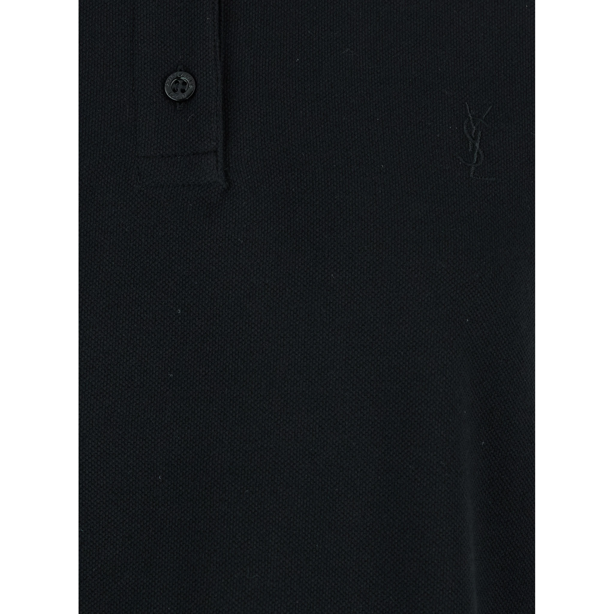 Black Sleeveless Polo Shirt with Classic Collar and Cassandre Embroidery on the Front in Cotton Woman