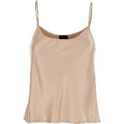 Beige Top with Spaghetti Straps in Satin Woman