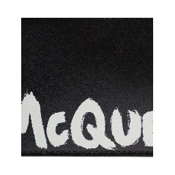 Black Card-Holder with Contrasting Graffiti Logo in Smooth Leather Man