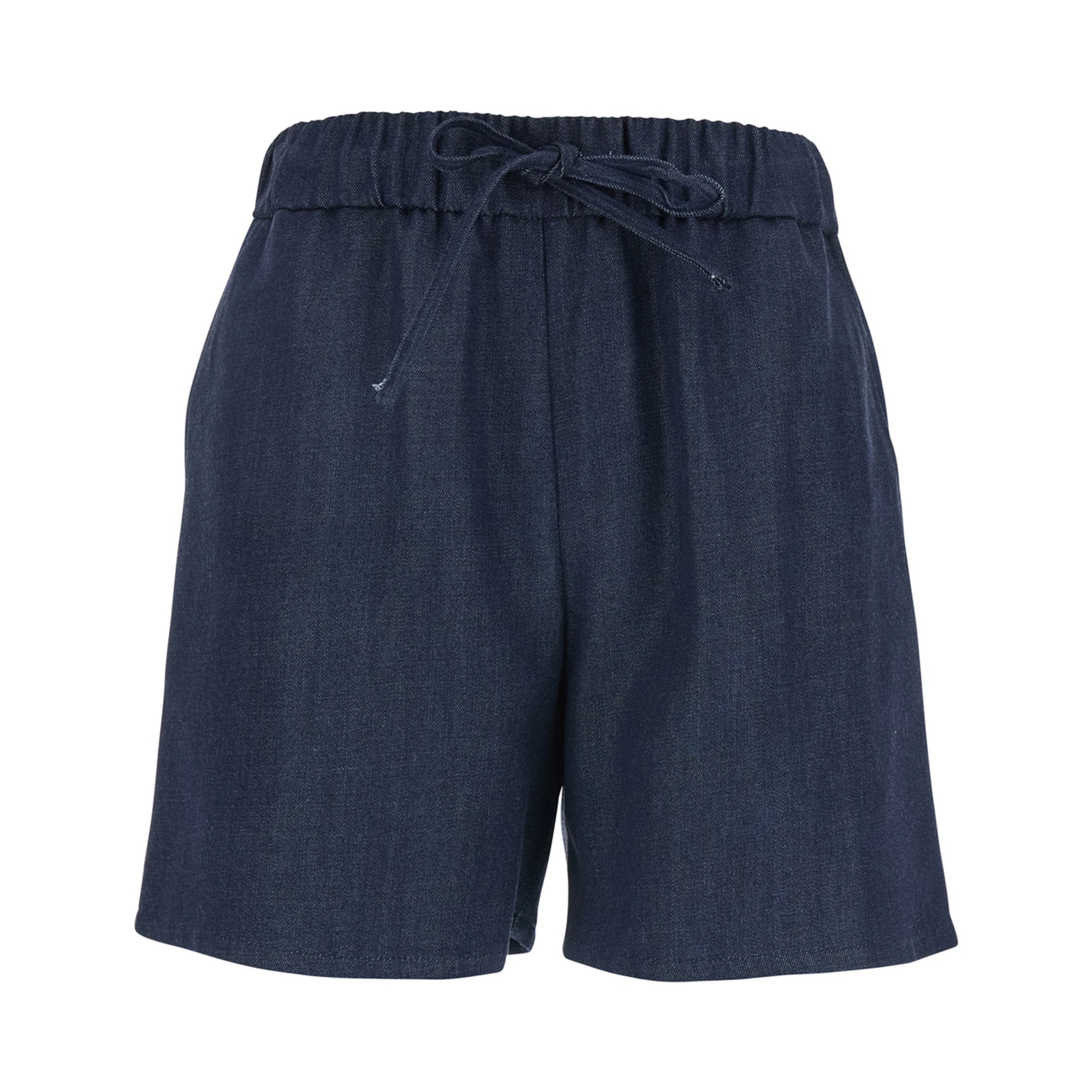 Blue Shorts with Elastic Drawstring Waist in Tech Fabric Woman