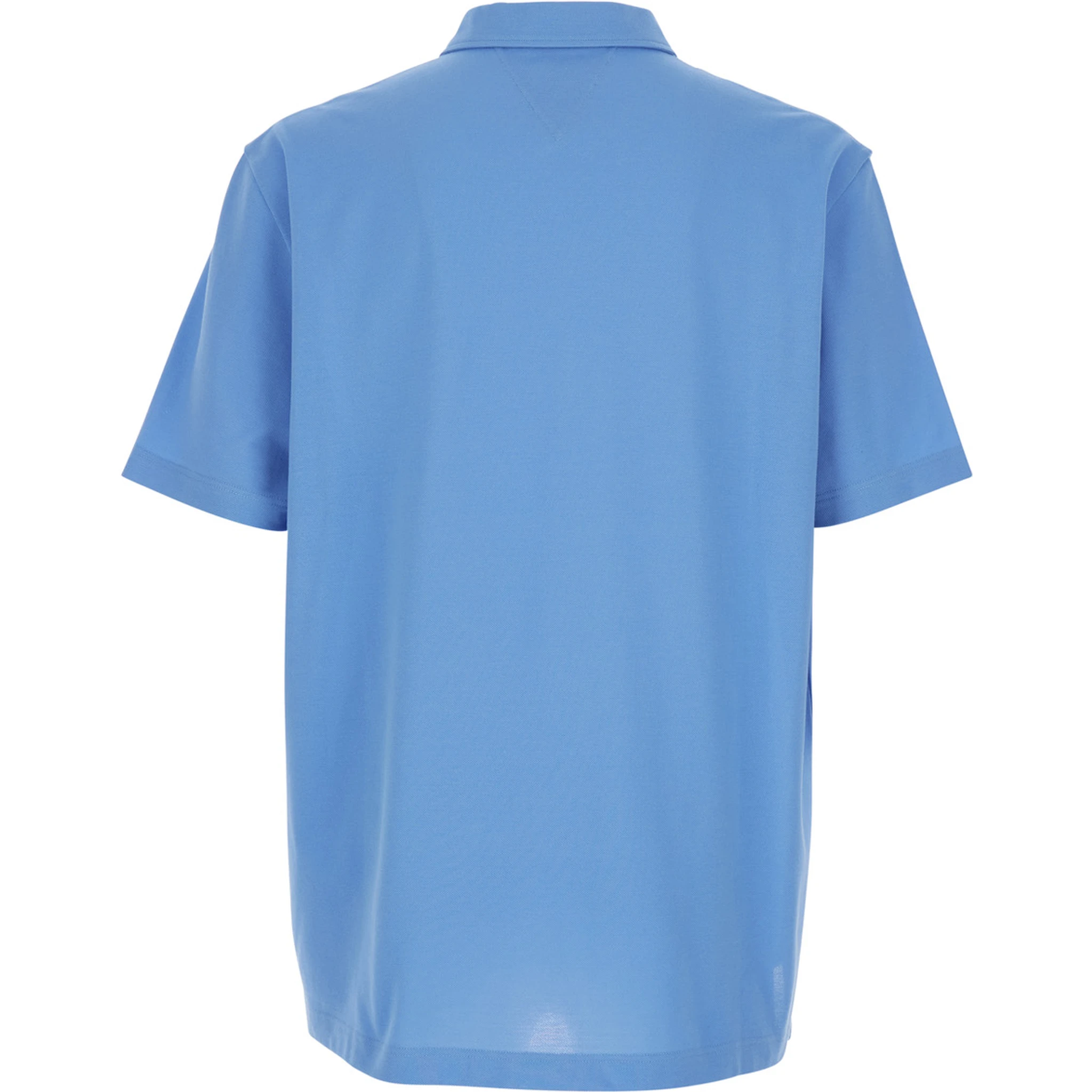 Blue Polo Shirt with Classic Collar and Logo Embroidery Detail on the Front in Cotton Man