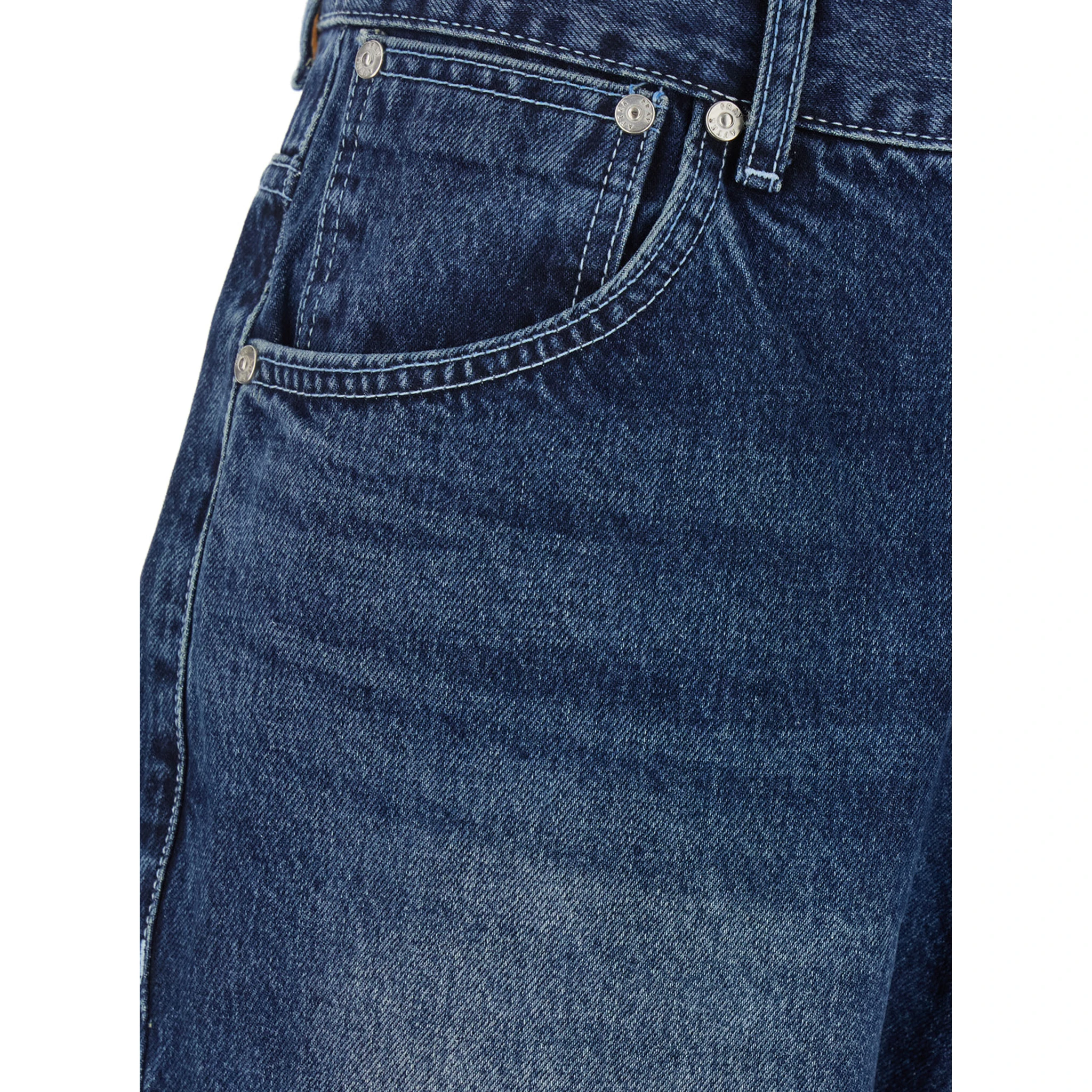 Essentia Blue Jeans with Logo Patch on the Rear in Denim Man