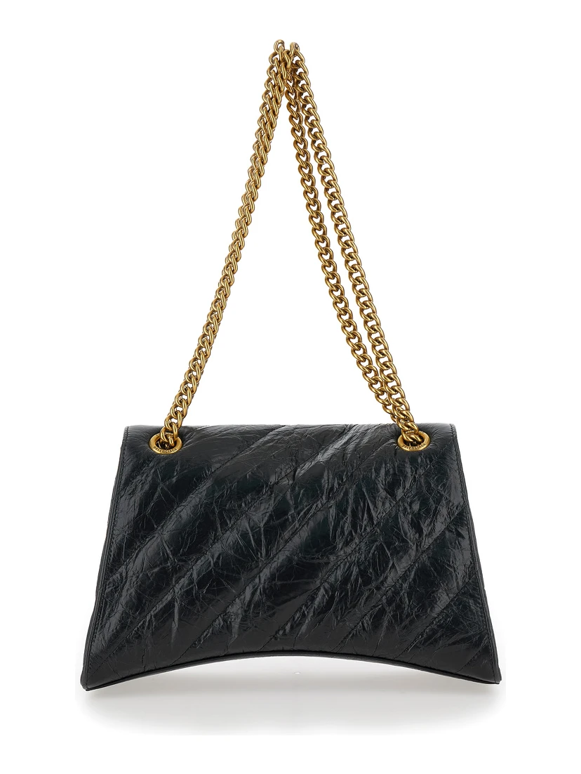 Crush M Black Crossbody Bag with B Logo in Crush Quilted Leather Woman