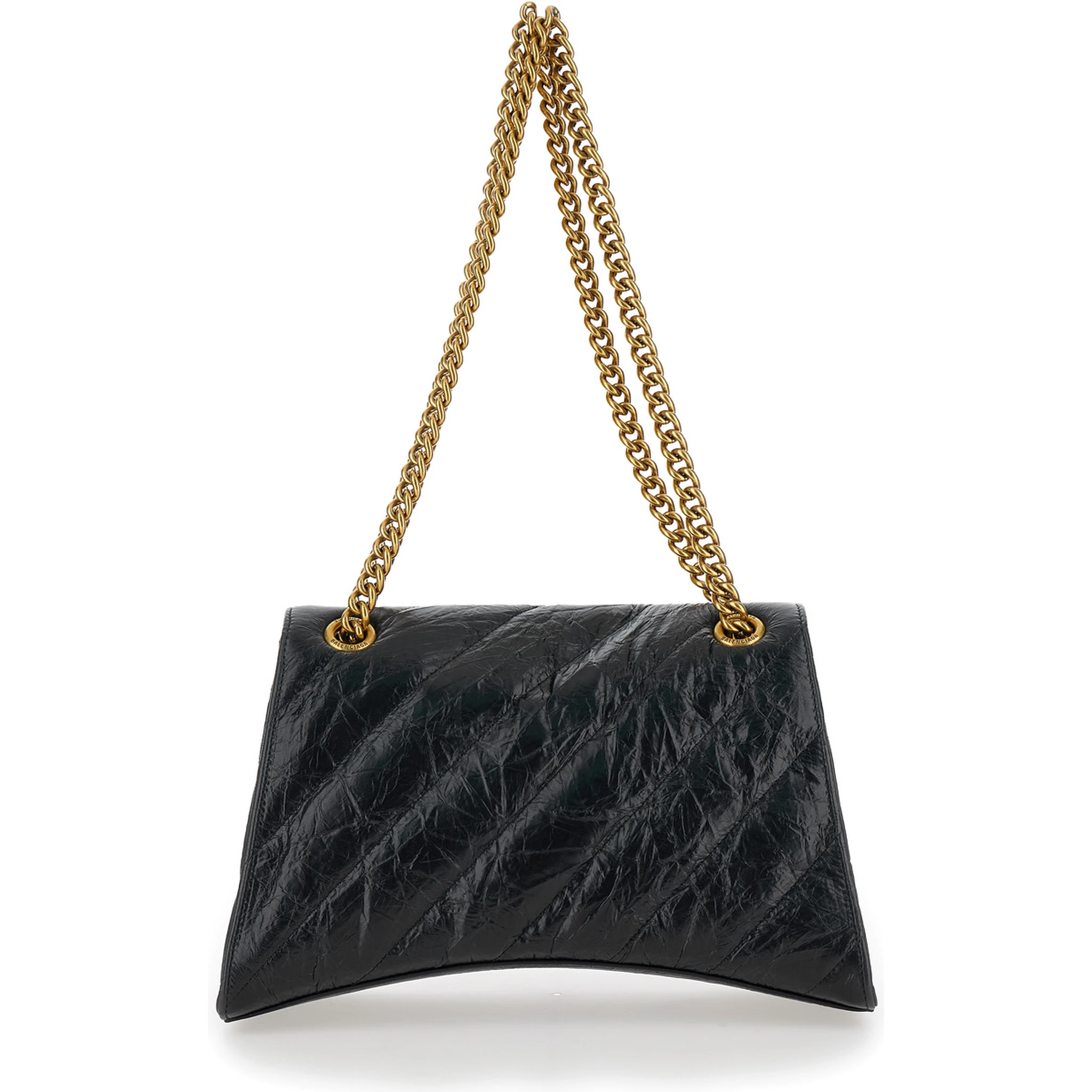 Crush M Black Crossbody Bag with B Logo in Crush Quilted Leather Woman