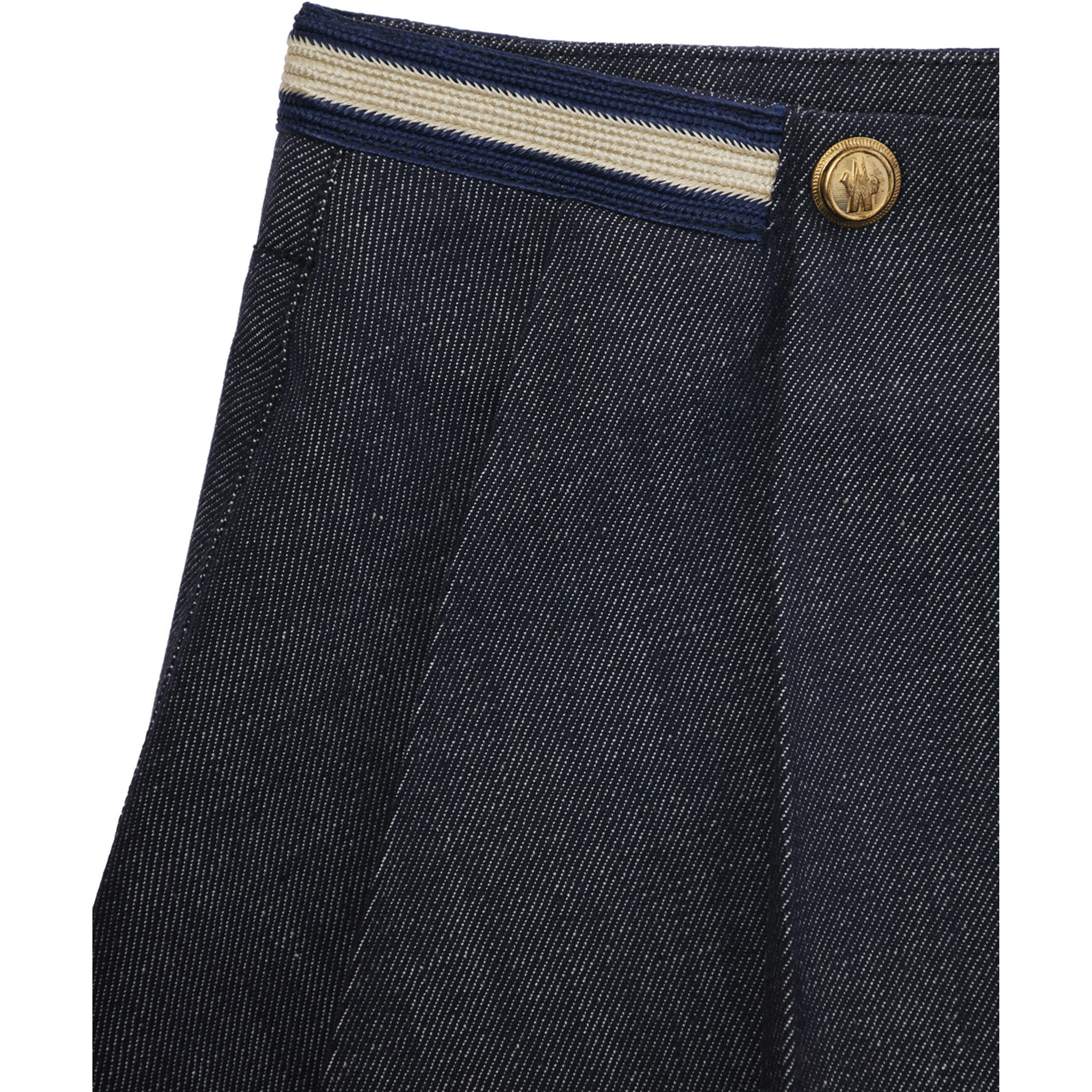 Blue Skirt with Logo Patch and Logoed Buttons in Cotton Girl