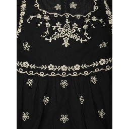 Kingsley Black Dress with All-Over Embroidery in Cotton Girls