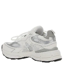 Marathon Ghost Runner White Low Top Sneakers with Reflectivce Details in Leather Blend Woman