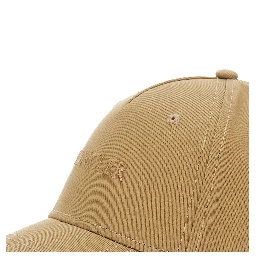Beige Baseball Cap with Tone on Tone Logo Print in Cotton Woman