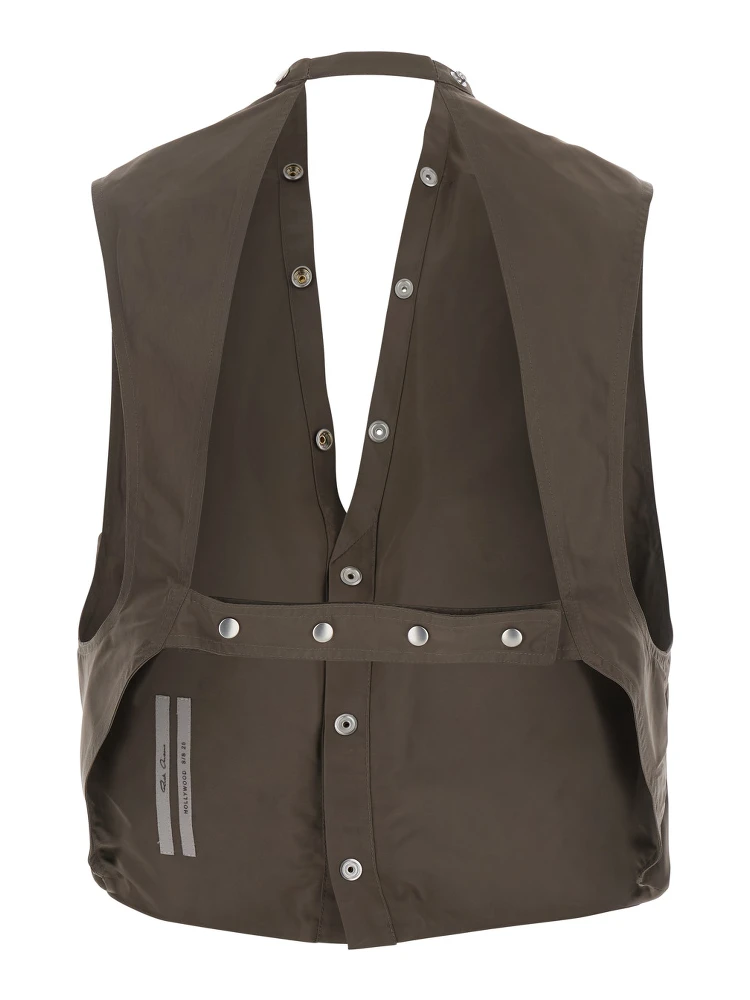 Grey Vest with V-Neck and Cargo Pockets in Cotton Man alternative