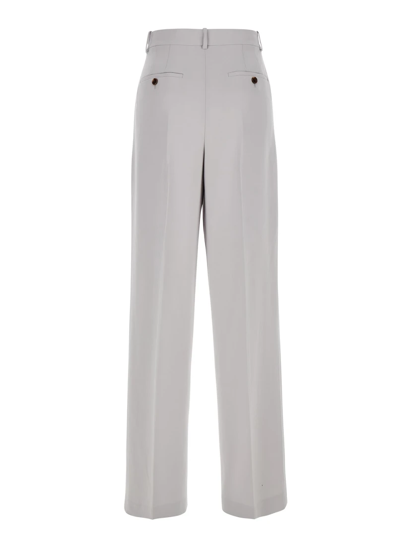 Metallic Pants with High Waist and Front Pences in Tech Fabric Woman