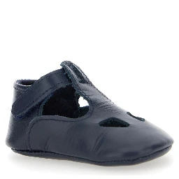 Blue Ballet Shoes with Cut-Out on the Front and Touch-Strap Closure in Leather Baby