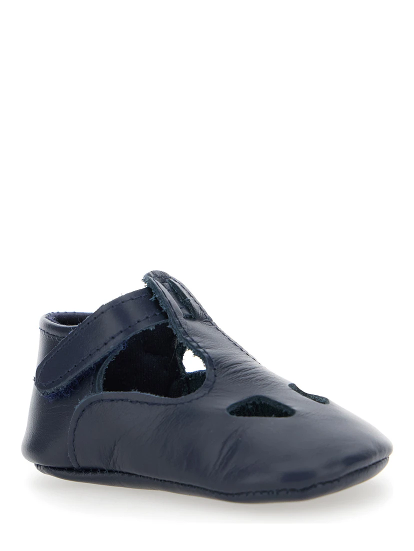 Blue Ballet Shoes with Cut-Out on the Front and Touch-Strap Closure in Leather Baby