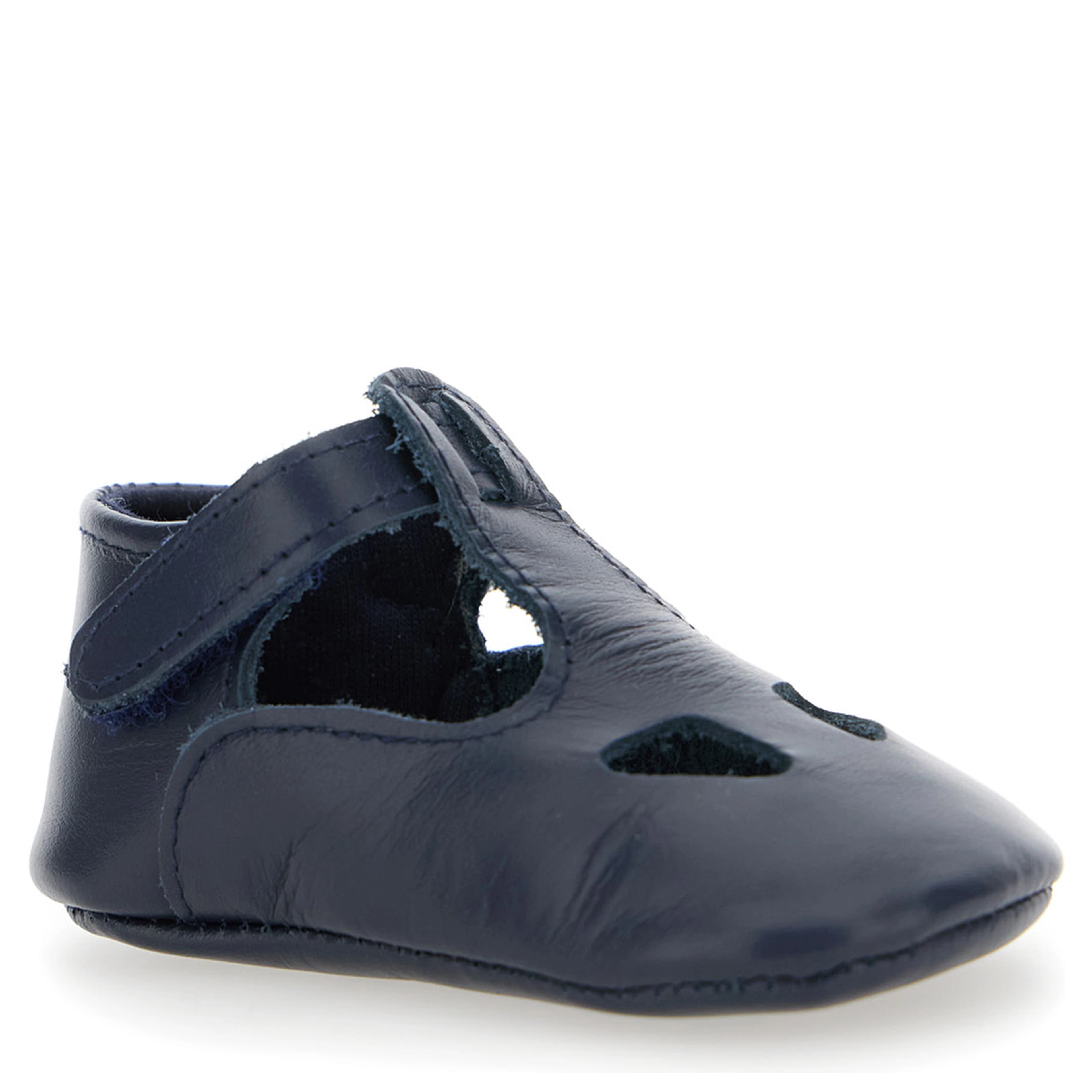 Blue Ballet Shoes with Cut-Out on the Front and Touch-Strap Closure in Leather Baby