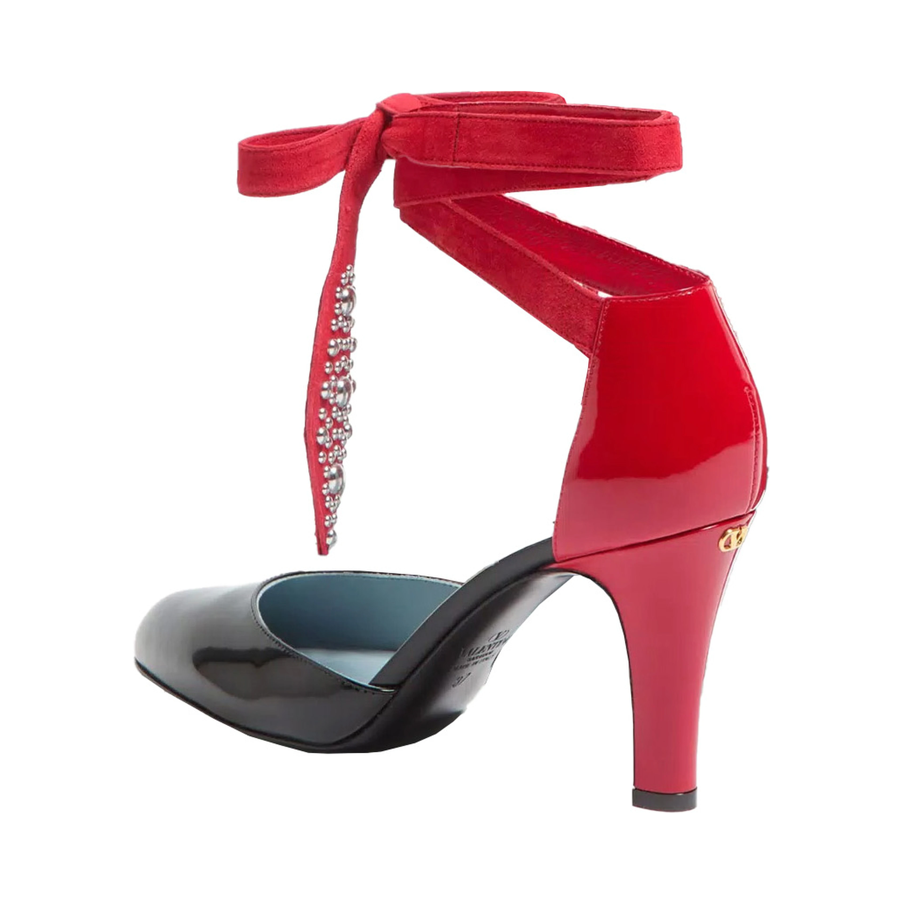 Foliefoliage Black Pumps Bead Embellishment and Color-Block Design in Leather Woman
