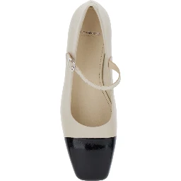 Debby White and Black Slingback Pump with Adjustable Strap in Leather Woman