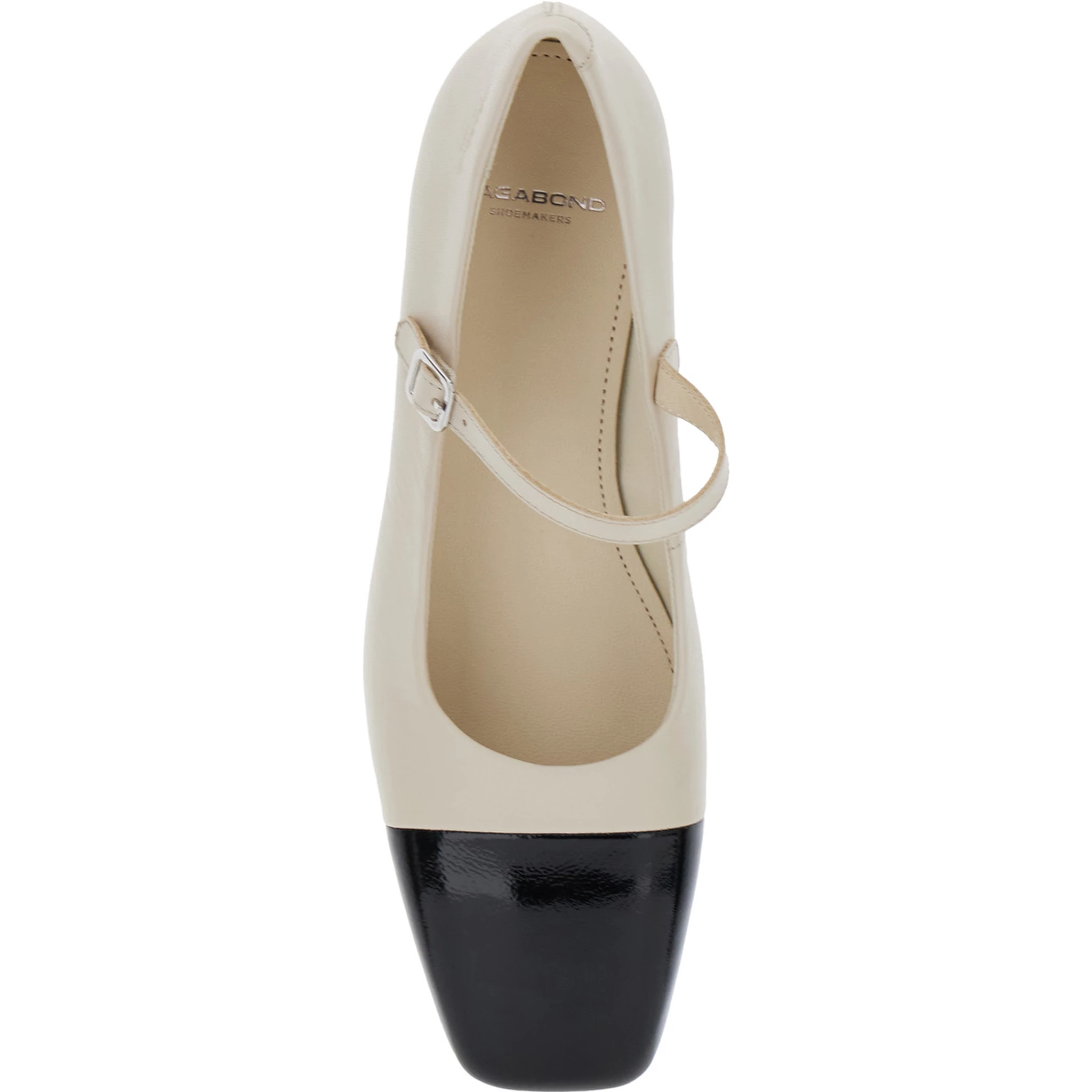 Debby White and Black Slingback Pump with Adjustable Strap in Leather Woman