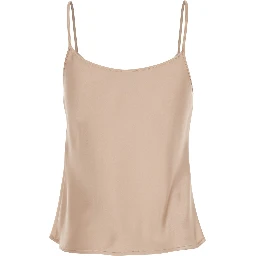 Beige Top with Spaghetti Straps in Satin Woman