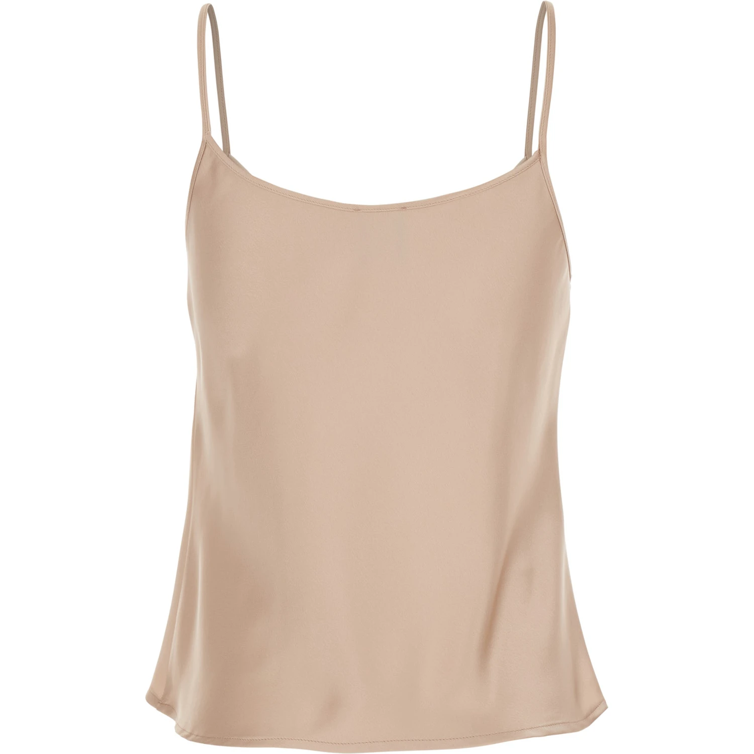 Beige Top with Spaghetti Straps in Satin Woman