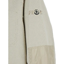 Jeike Beige Jacket with Ribbed Classic Collar and Logo Patch on the Sleeve in Cotton Man