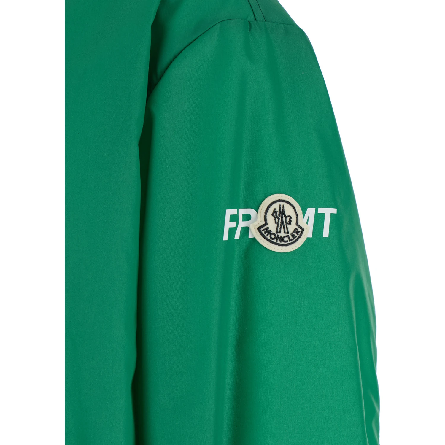Ostria Green Bomber Jacket with Maxi Print on the Rear and Logo Patch on the Sleeve in Tech Fabric Man