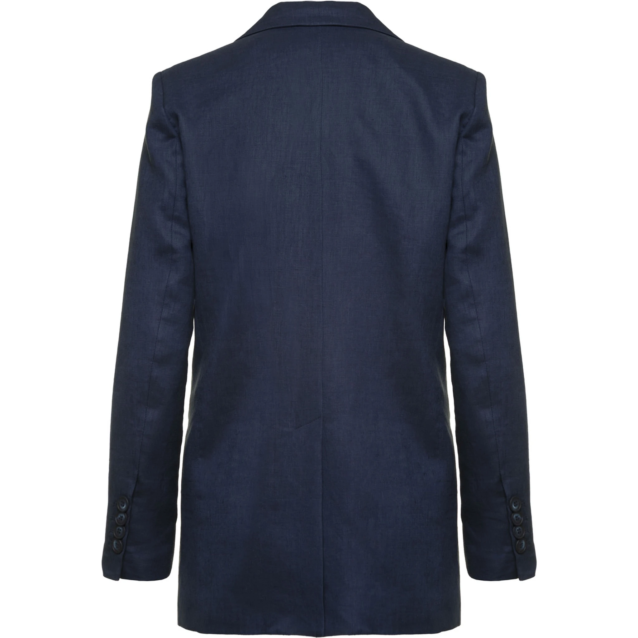 Blue Double-breasted Jacket in Linen Woman