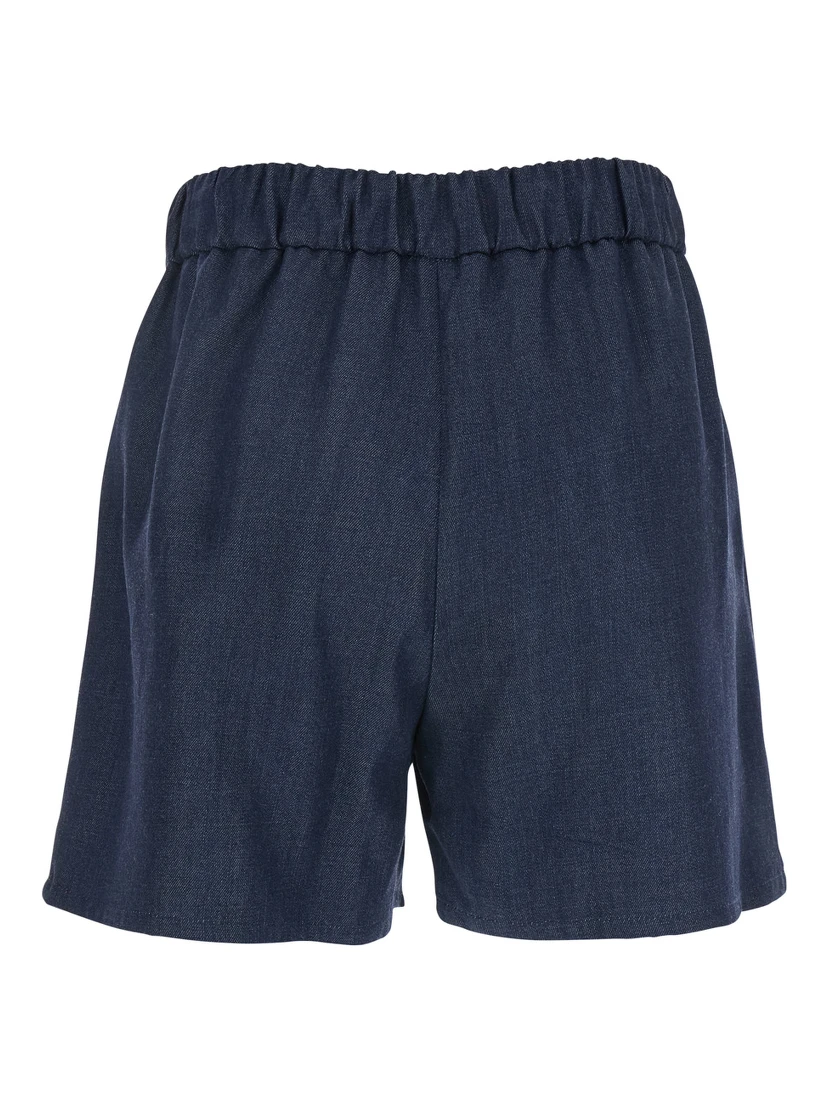 Blue Shorts with Elastic Drawstring Waist in Tech Fabric Woman