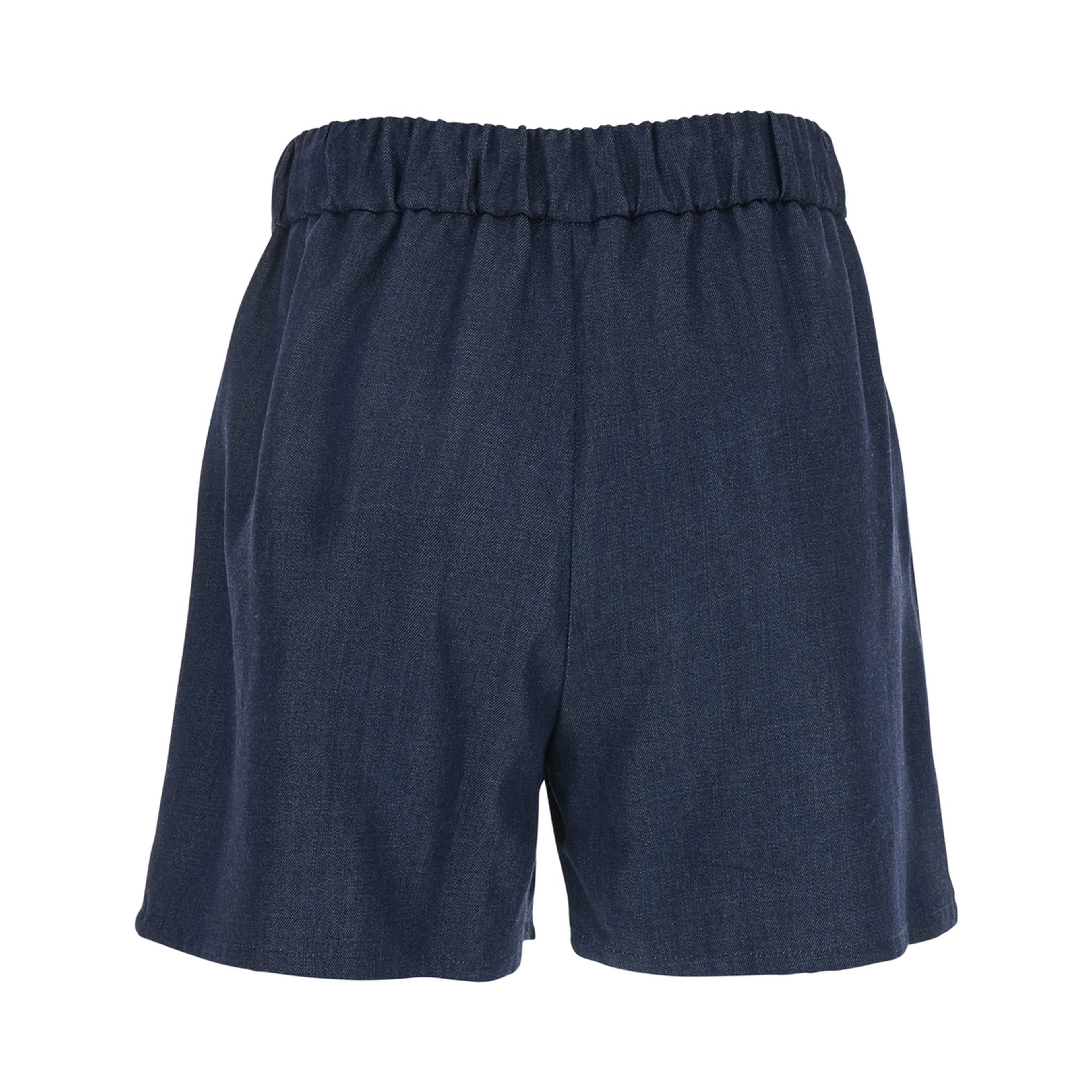 Blue Shorts with Elastic Drawstring Waist in Tech Fabric Woman