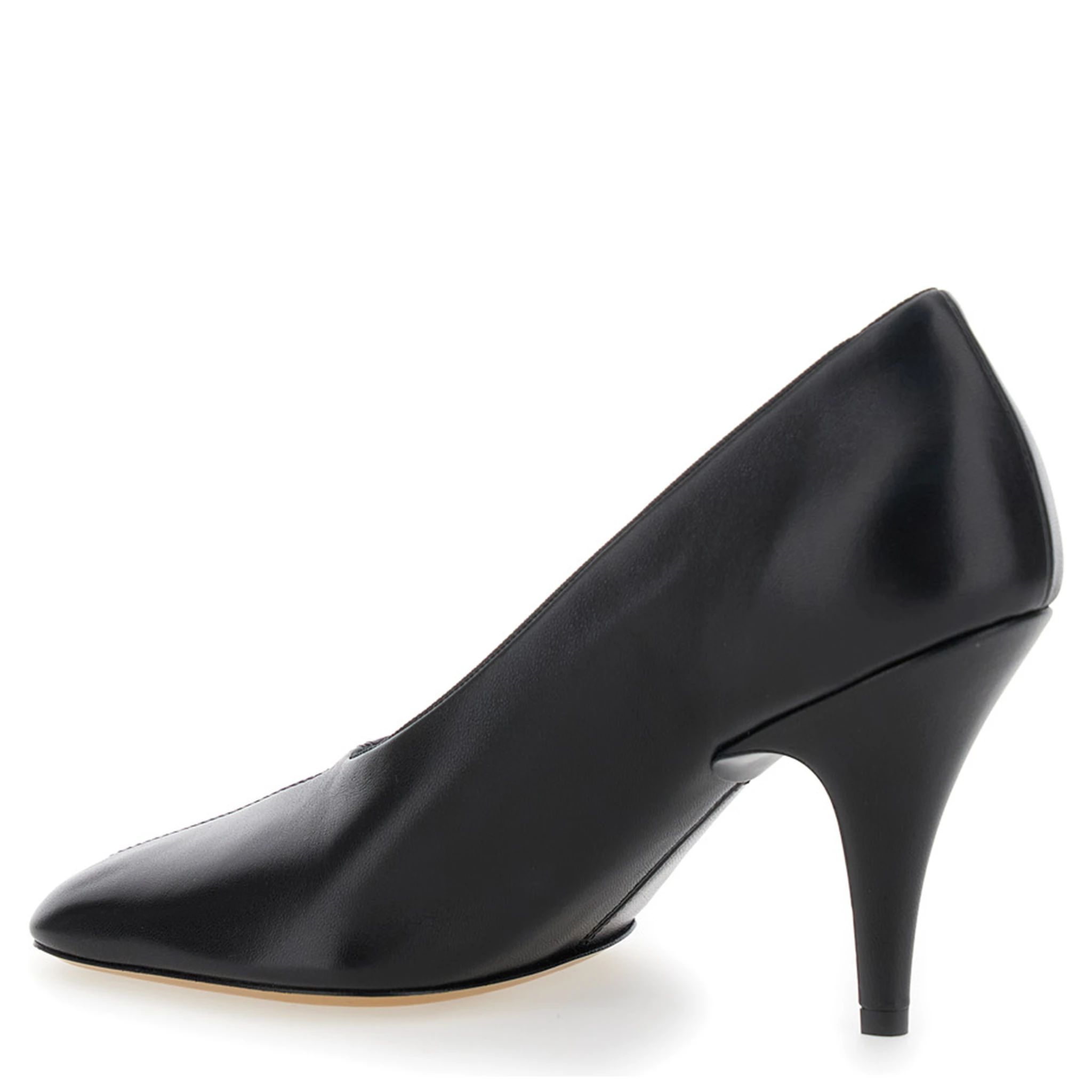 Soft 90 Black Décolleté with Square Toe and High Heel in Soft Leather Woman
