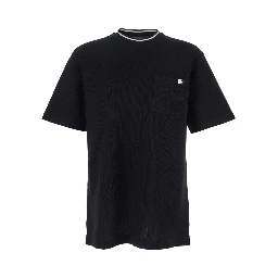 Black Crewneck T-Shirt with Logo Embroidery on the Front in Cotton Man