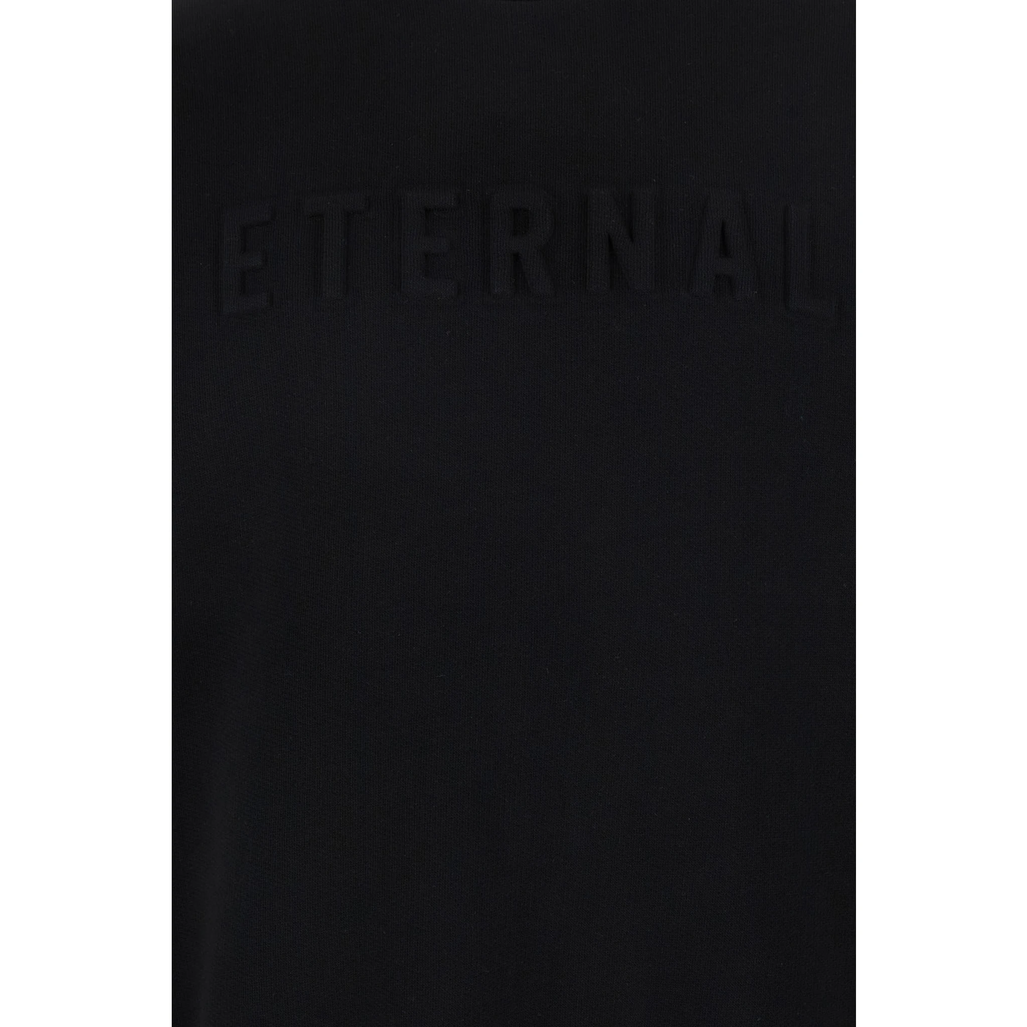 Black Crewneck Sweater with Tonal Logo Lettering Embroidery on the Front in Cotton Blend Man