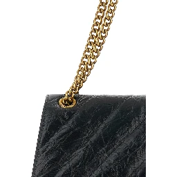 Crush M Black Crossbody Bag with B Logo in Crush Quilted Leather Woman