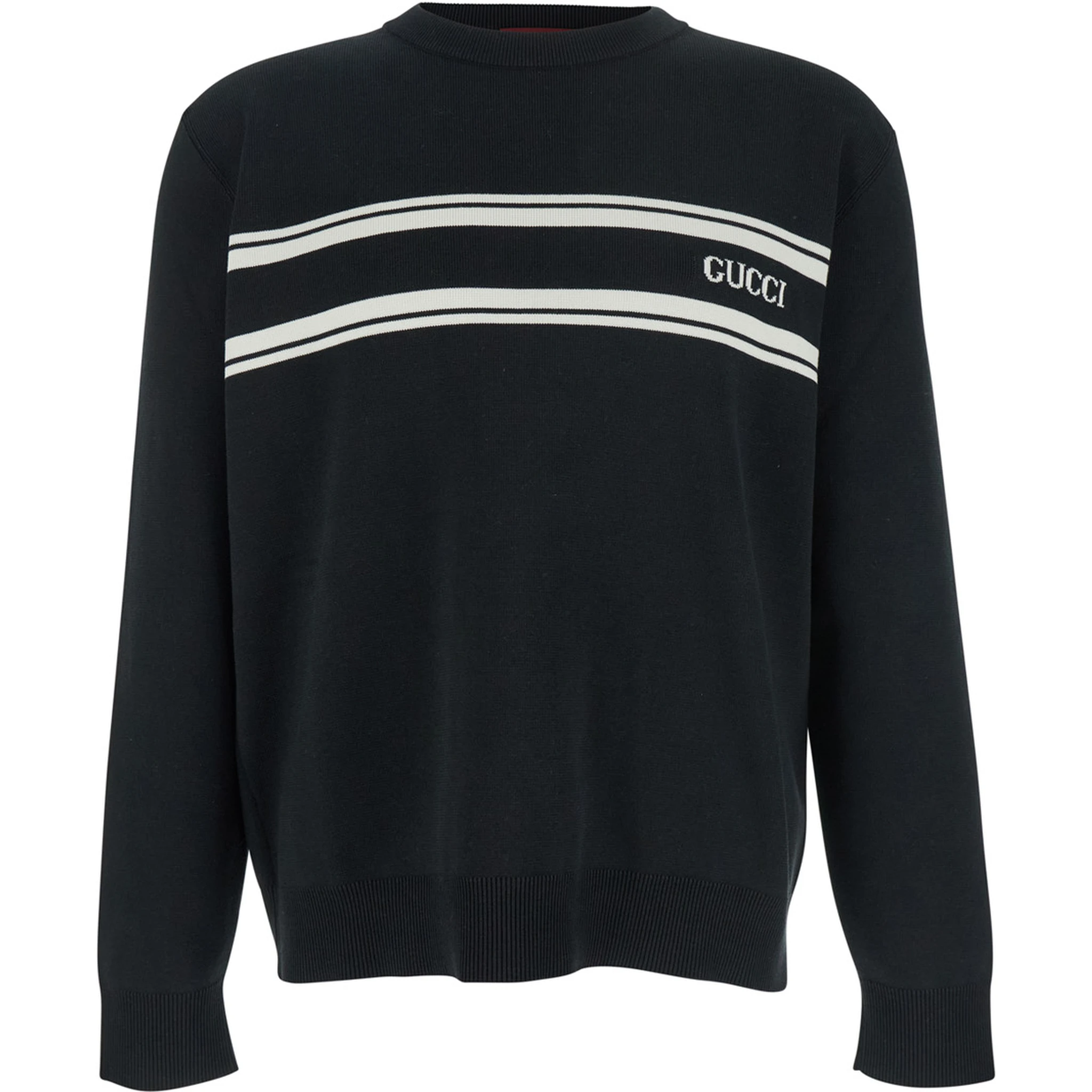 Black Sweater with Logo Lettering on the Front in Wool Man