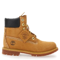 Beige Water-Proof Boots with Logo in Nubuck Leather Woman