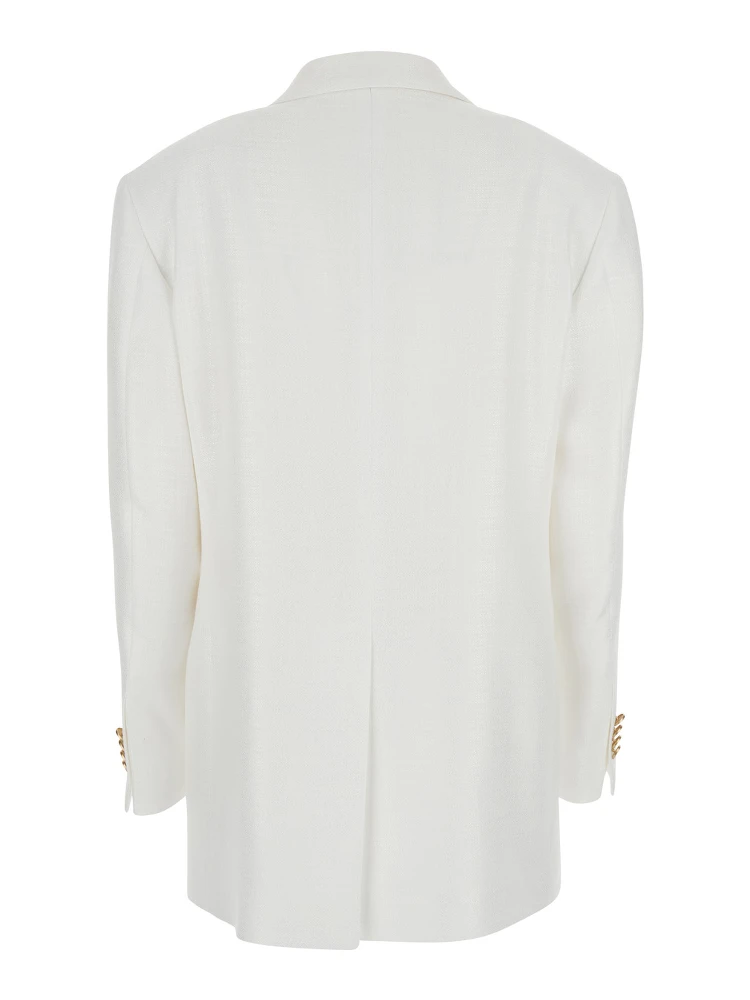 White Jacket with Pointed Lapels and Front Pockets in Viscose Blend Woman alternative