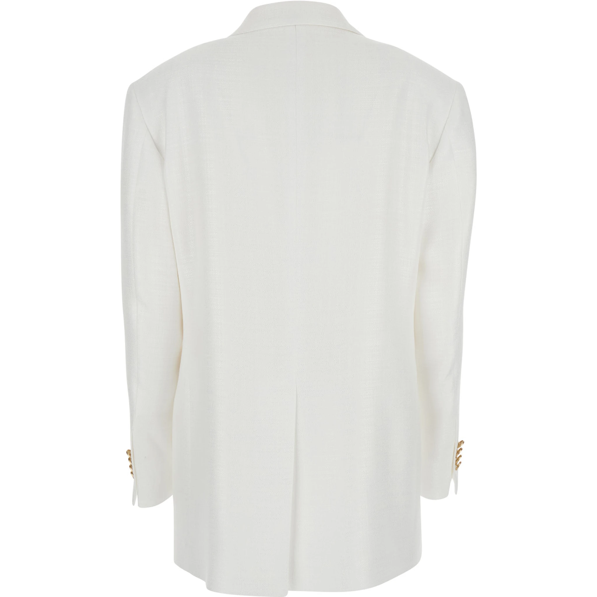 White Jacket with Pointed Lapels and Front Pockets in Viscose Blend Woman