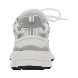 Marathon Ghost Runner White Low Top Sneakers with Reflectivce Details in Leather Blend Woman