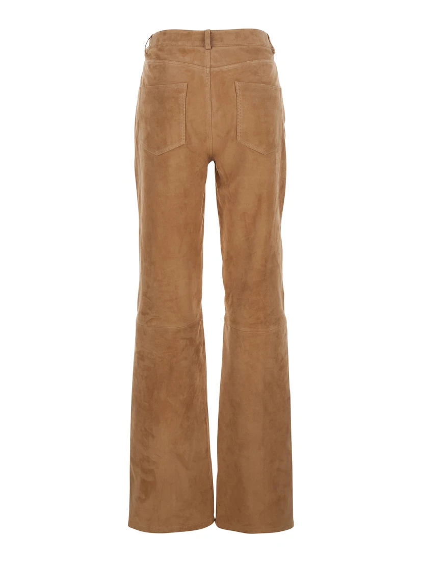 Michela Beige Trousers with Belt Loop in Suede Woman