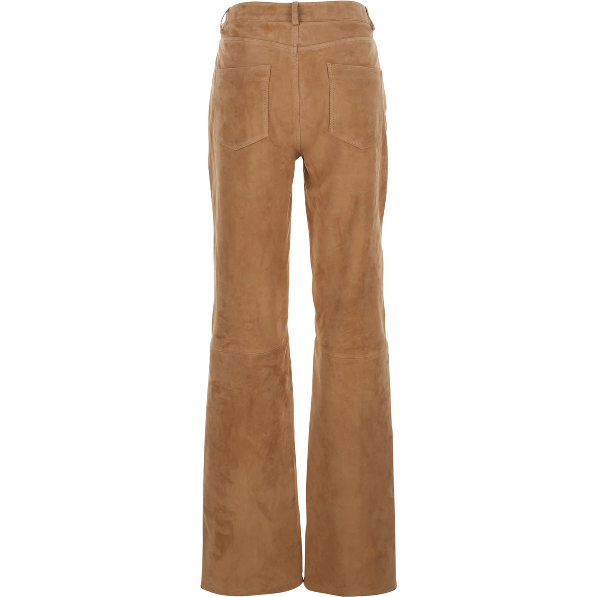 Michela Beige Trousers with Belt Loop in Suede Woman