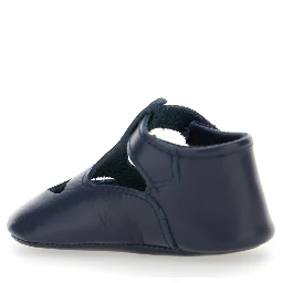 Blue Ballet Shoes with Cut-Out on the Front and Touch-Strap Closure in Leather Baby