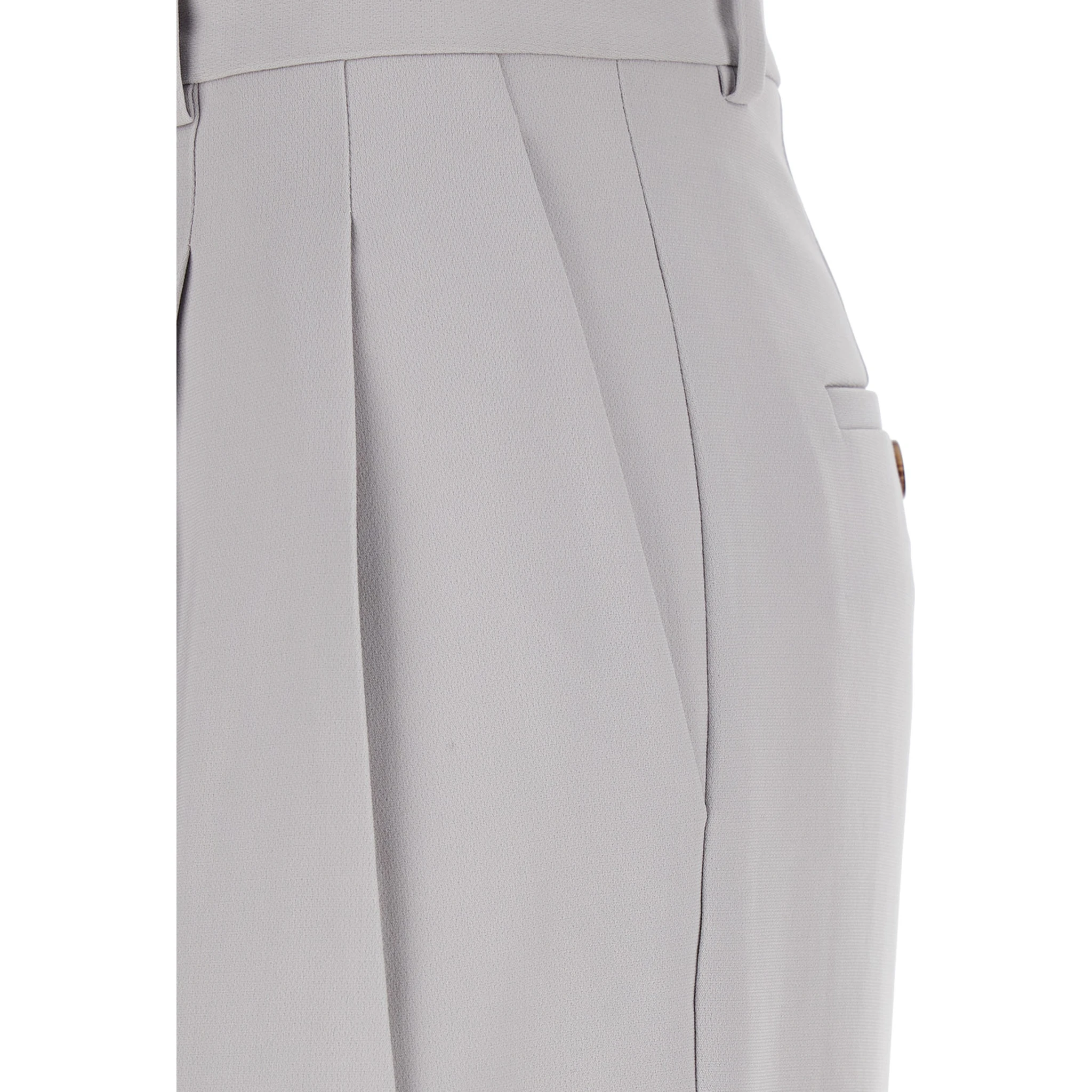 Metallic Pants with High Waist and Front Pences in Tech Fabric Woman