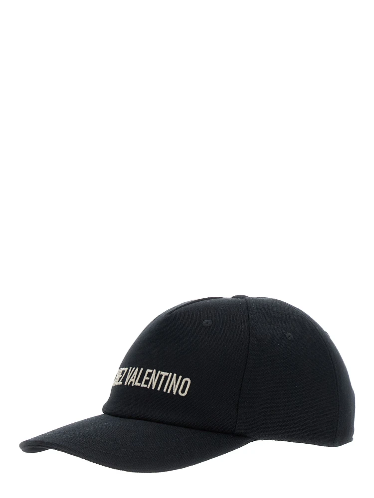 Black Baseball Cap with Logo Lettering on the Front in Cotton Man
