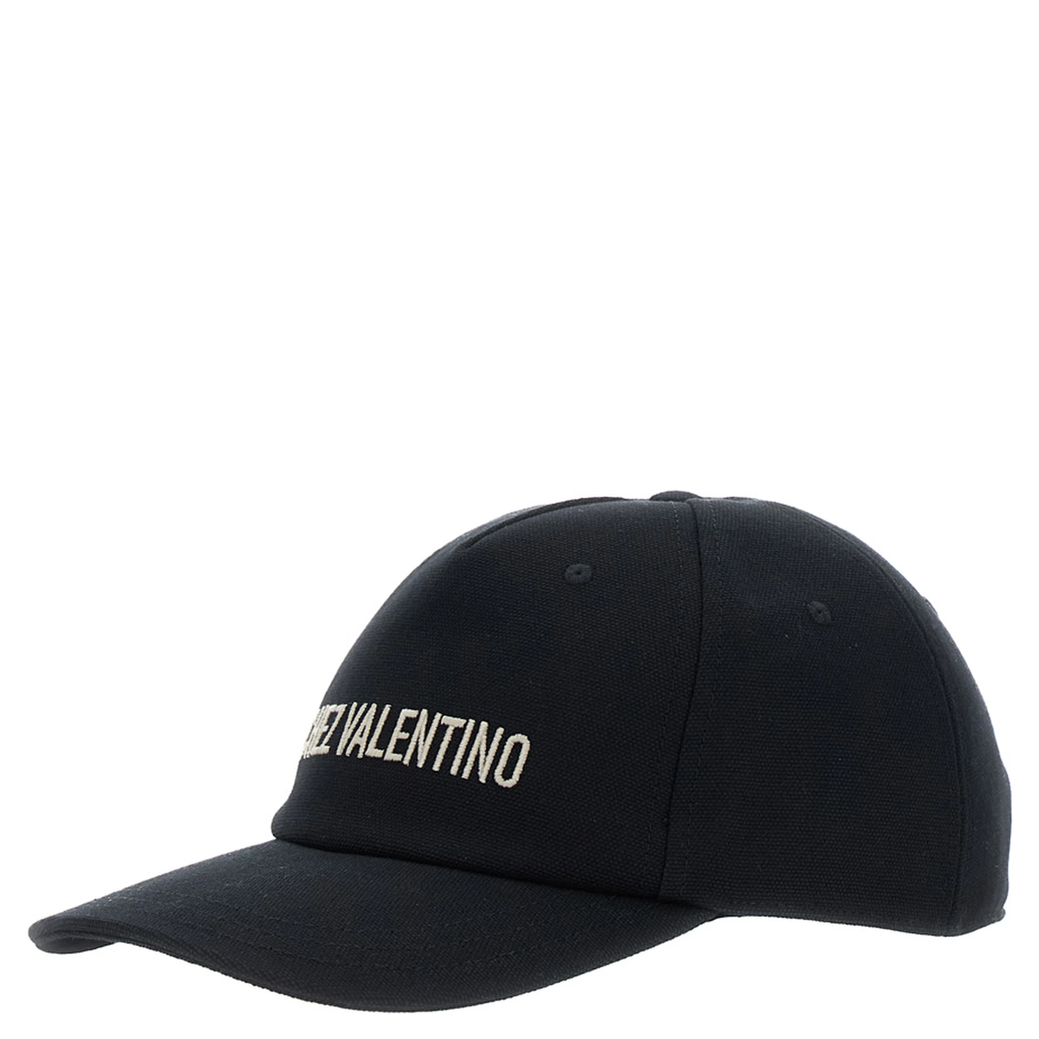 Black Baseball Cap with Logo Lettering on the Front in Cotton Man