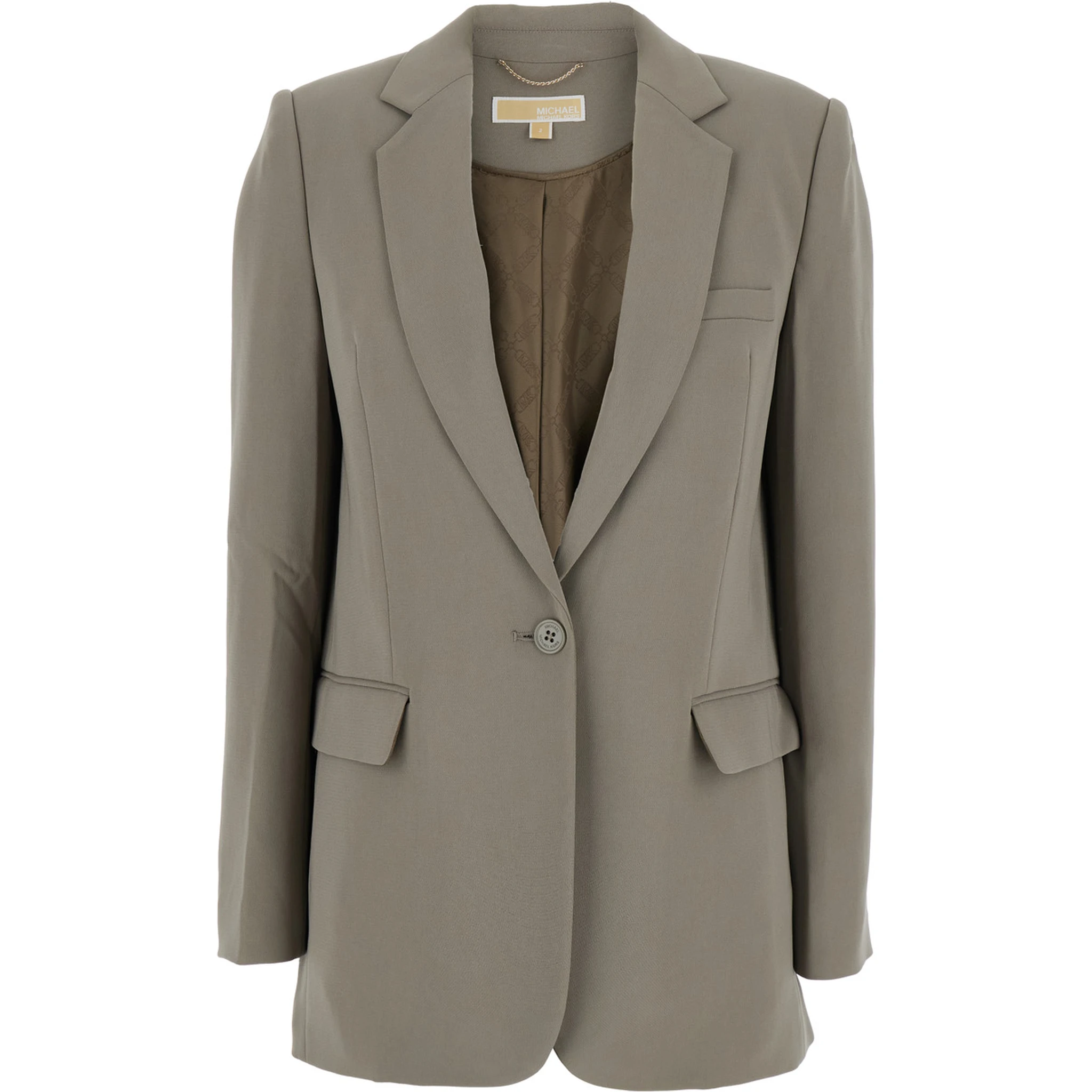 Brown Single-Breasted Jacket with Notched Revers in Tech Fabric Woman