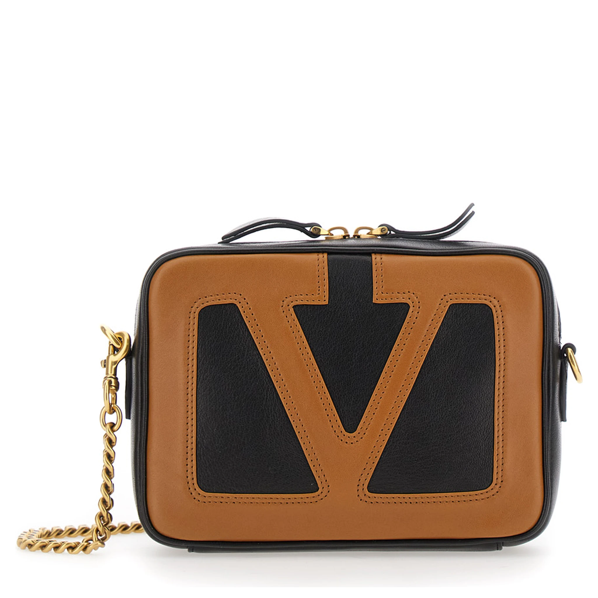 Viva Superstar Black Crossbody Bag with Maxi VLogo on the Front and Adjustable and Removable Shoulder Strap in Leather Man