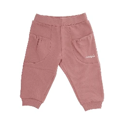 Pink Trousers with Logo on Front in Cotton Baby