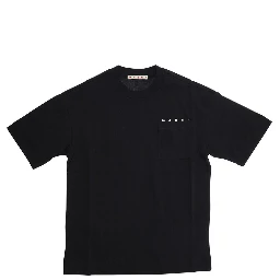 Black Crewneck T-Shirt with Logo Print in Cotton Boy