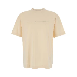 Beige T-Shirt with Logo on the Front in Cotton Man