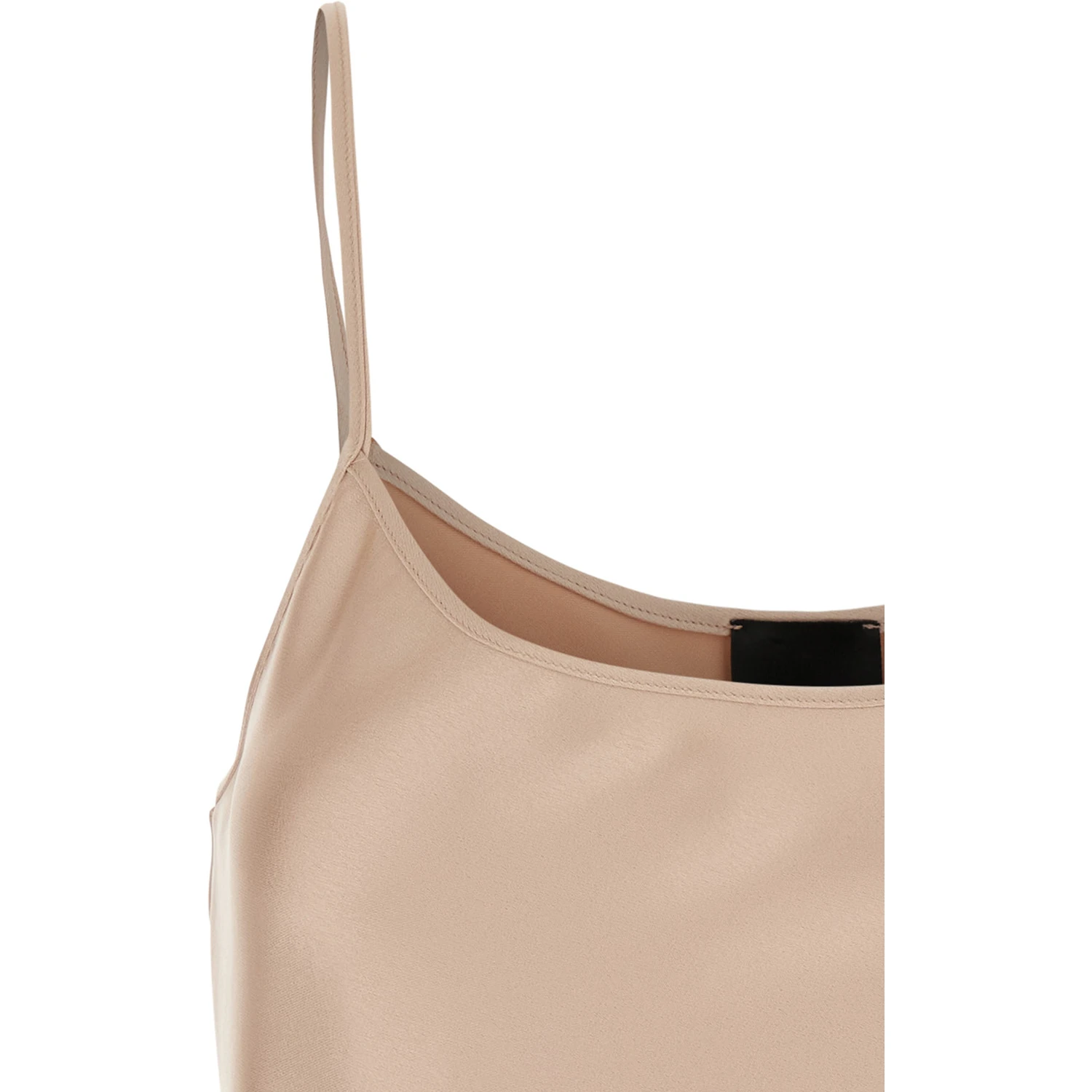 Beige Top with Spaghetti Straps in Satin Woman