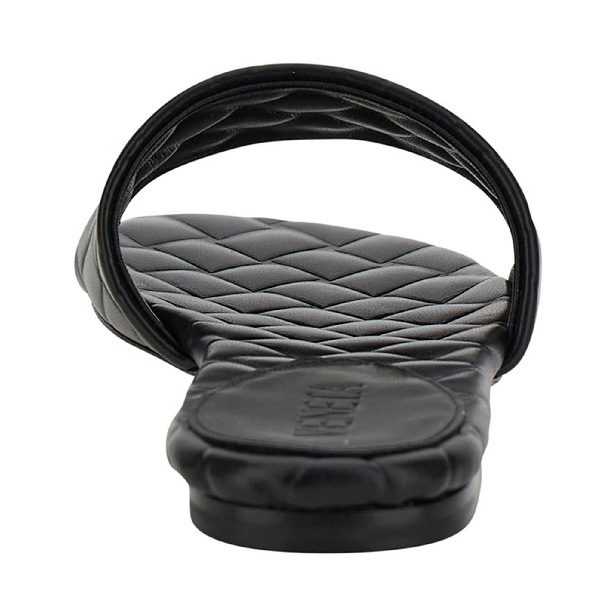 Slide Amy Black Sandals with Intreccio Motif in Leather Woman