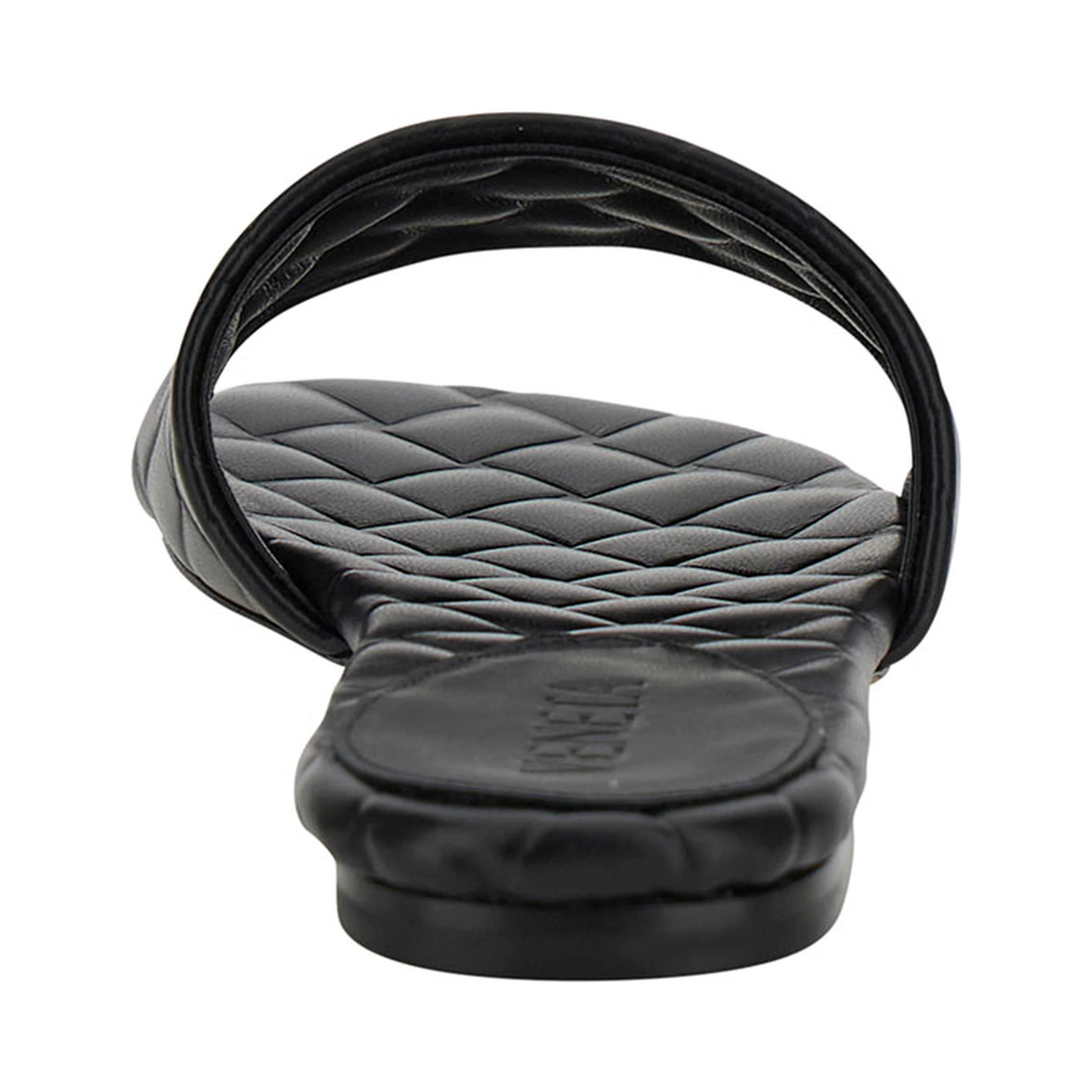 Slide Amy Black Sandals with Intreccio Motif in Leather Woman